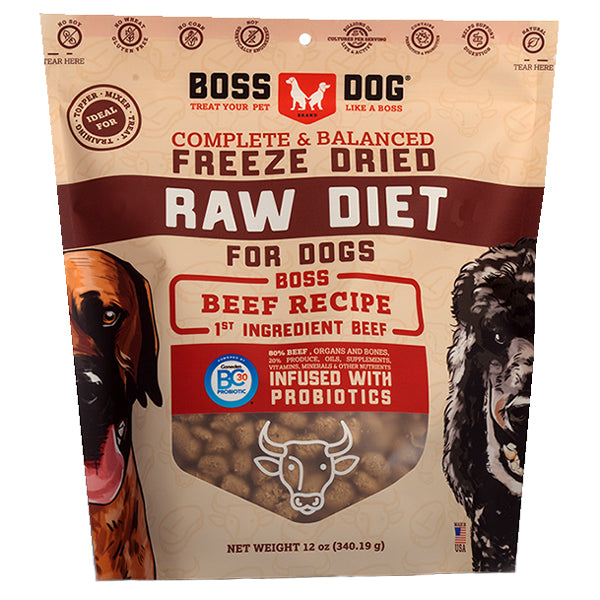 Boss Dog Freeze Dried Raw Diet Beef Dog Food 12oz