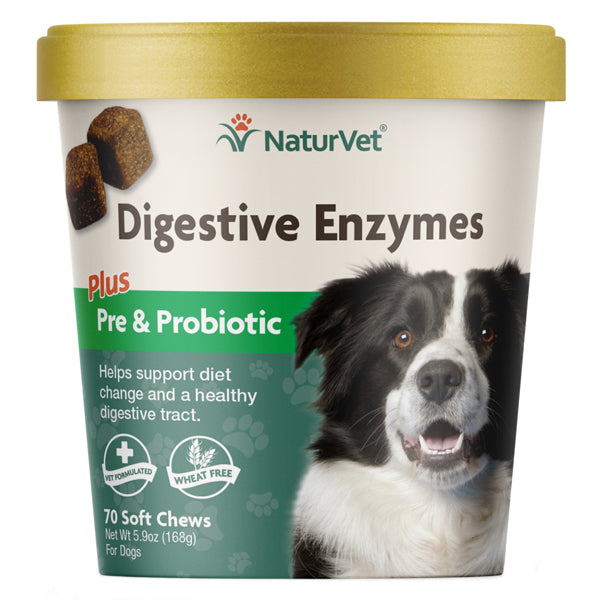 NaturVet Digestive Enzymes Plus Probiotic Dog Soft Chews 70ct