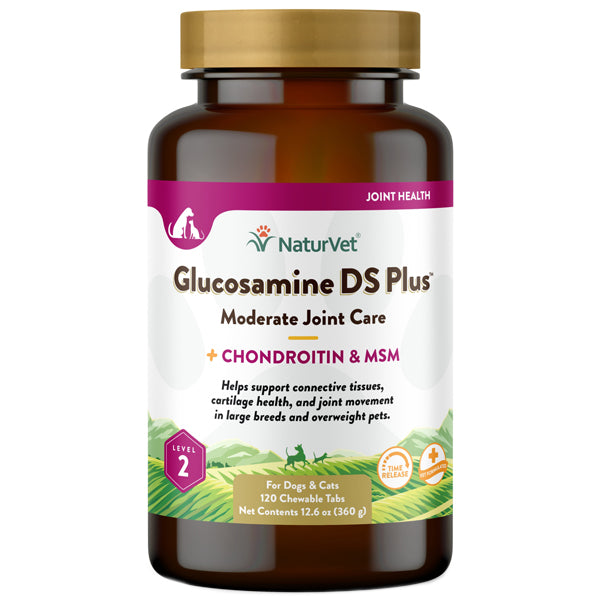 NaturVet Glucosamine DS Plus Moderate Joint Care Tablets for Dogs 120ct