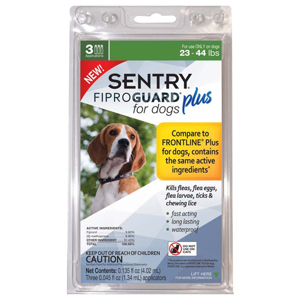 Sentry FiproGuard Plus for Dogs Flea & Tick Control 23-44 lbs, 3pk