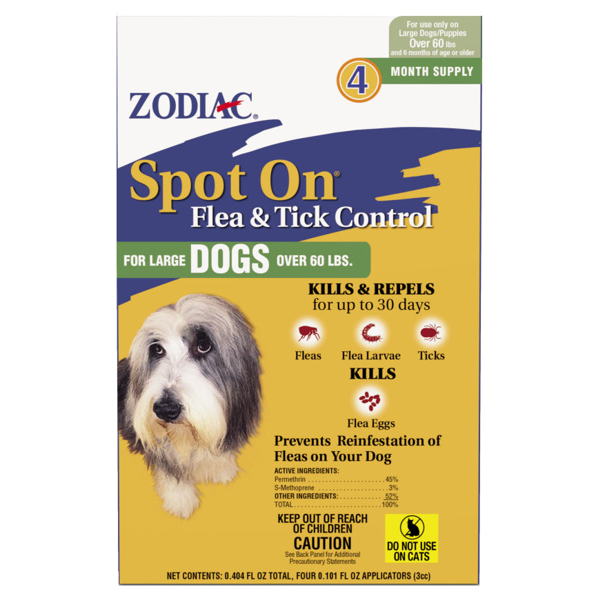 Zodiac Spot-On Flea & Tick Control for Dogs Over 60 lbs, 4pk